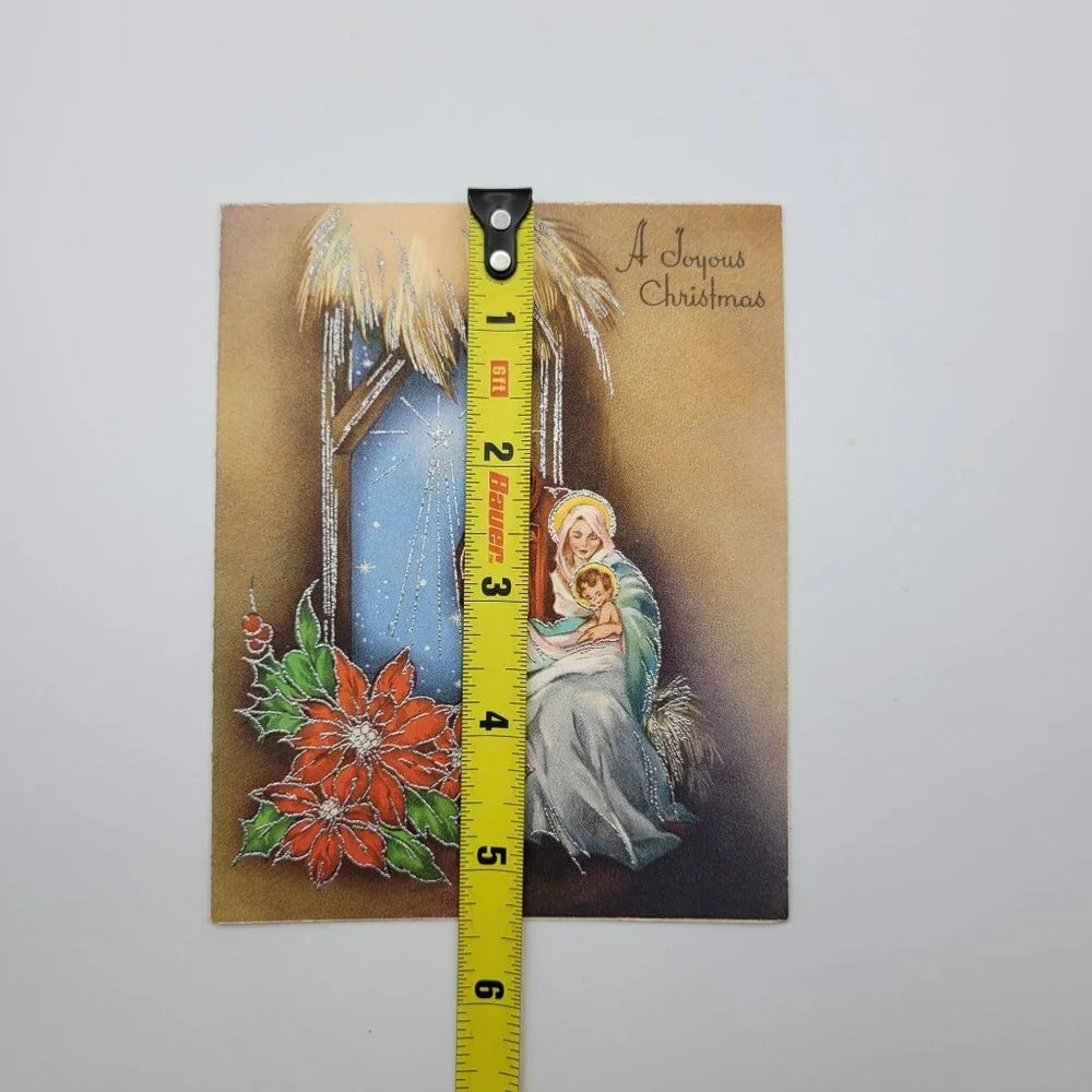 Vintage‎ Joyous Christmas Greeting Card Nativity Holy Family Holidays Ephemera